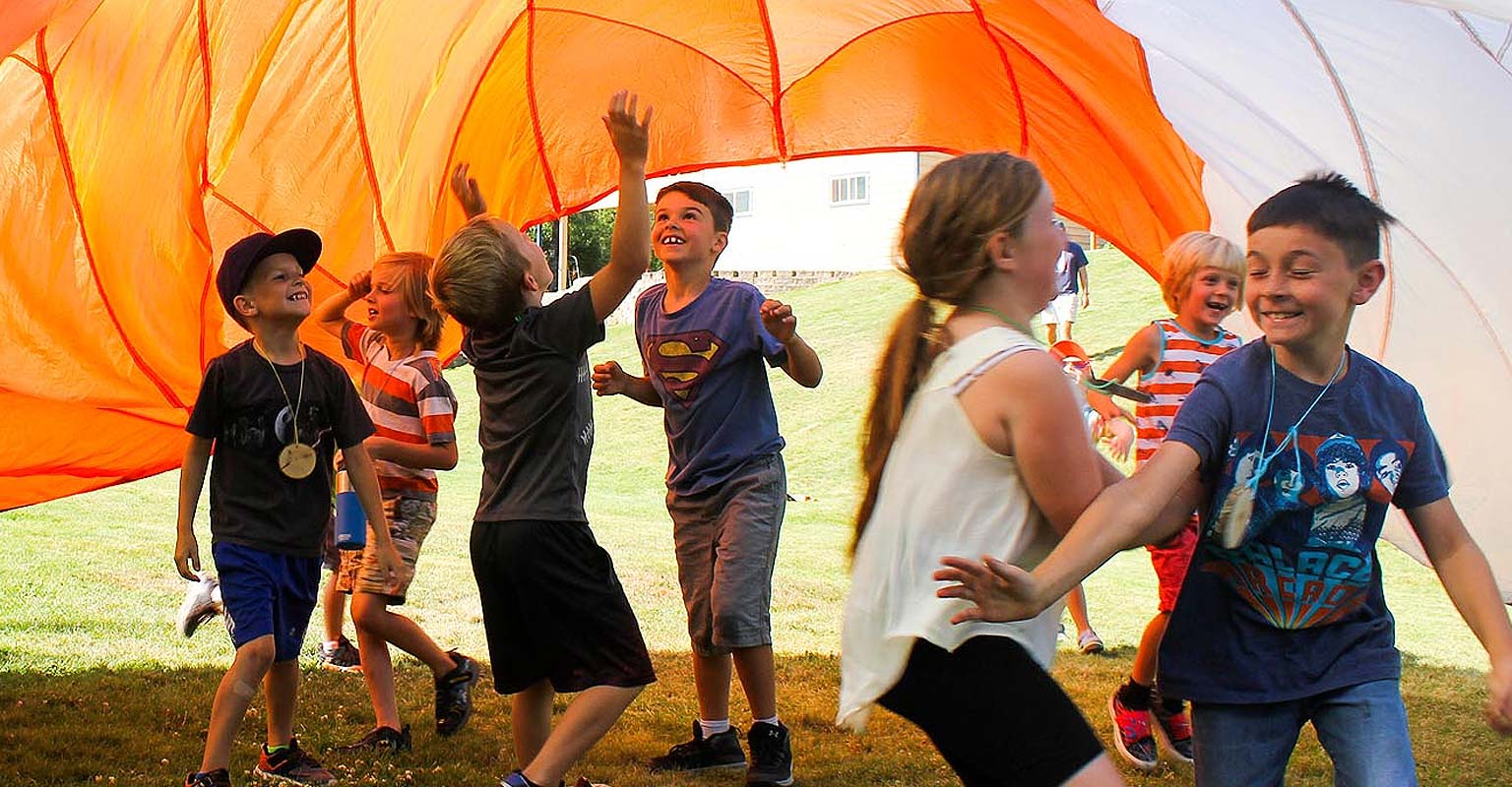 Campers playing on field